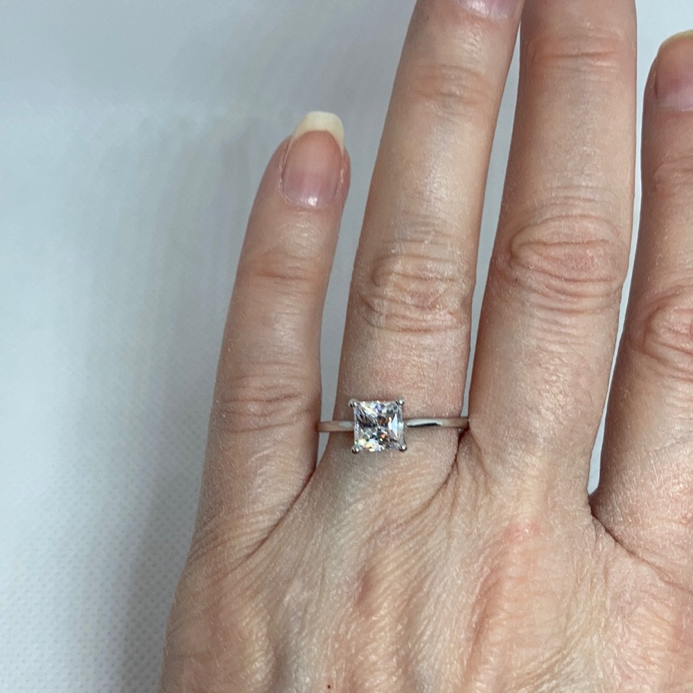 Swarovski Princess cut diamond Platinum over Sterling Silver ring